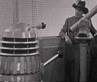 Image of a Daleks and Morton Dill (Peter Purves)