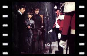 Image of The Doctor, Zoe, and Jamie (Hamish Wilson) being captured by a clockwork soldier