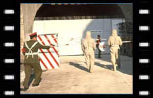 Image of UNIT soldier chasing two of the ambassadors