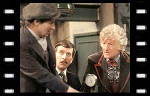 Image of Dave (Talfryn Thomas), the Brigadier, and the Doctor