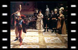 Image of  Jester (Stuart Fell) performing for the royal cout