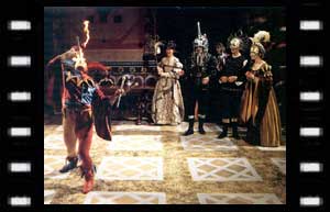 Image of Jester (Stuart Fell) performing for the royal cout