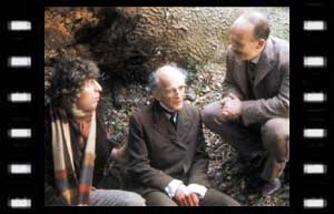 Image of the Doctor, Laurence Scarman (Michael Shead), and Dr. Warlock (Peter Copley)