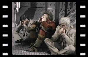 Image of Lester (William Marlowe), Doctor, and Stevenson (Ronald Leigh-Hunt) do hear no evil, see no evil, speak no evil 