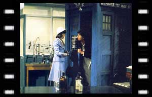 Image of Sara Jane and the Doctor exiting the TARDIS
